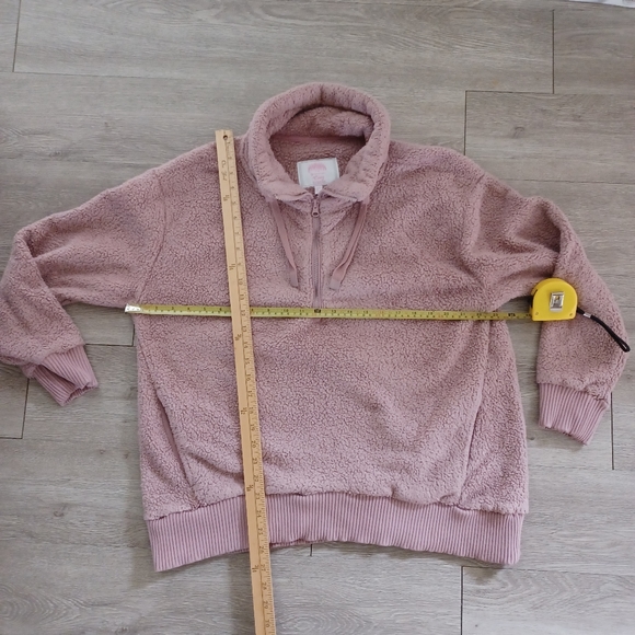 Member's Mark Women's Cozy Sherpa Pullover Size L Pink 1/4 Zip Pockets - Picture 11 of 13